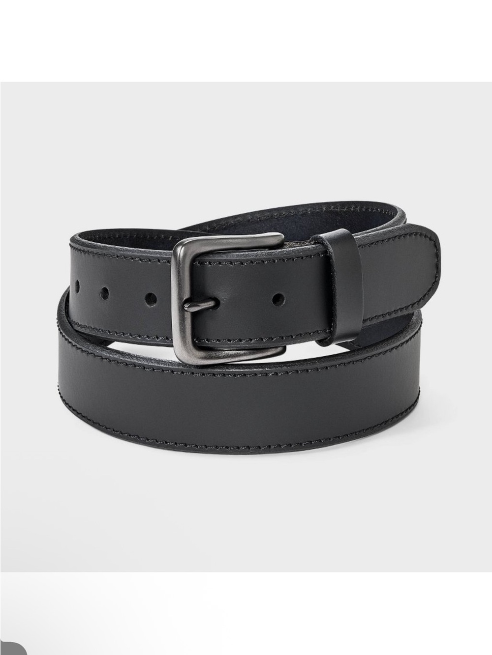 Goodfellow & Co Black Leather Belt with Brushed Metal Buckle
